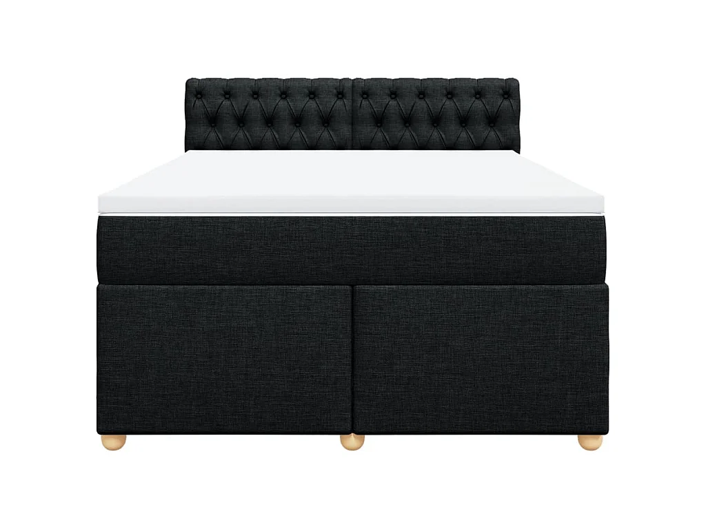 Cama box spring con colchón tela negro 140x200 cm