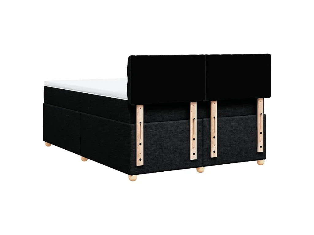 Cama box spring con colchón tela negro 140x200 cm