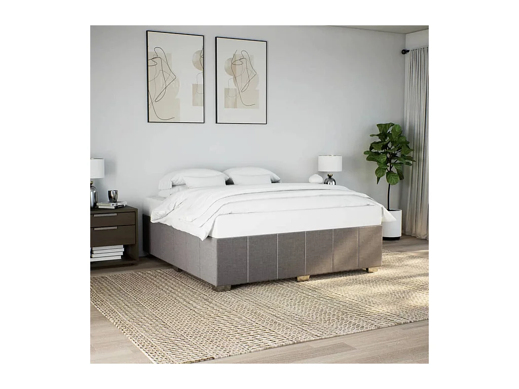 Cadre de lit sans matelas taupe 180x200 cm tissu