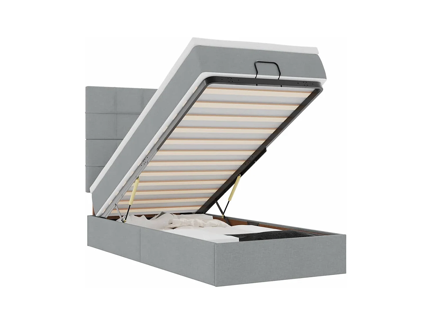 Ottoman bed met matras en LED's 100x200cm stof lichtgrijs