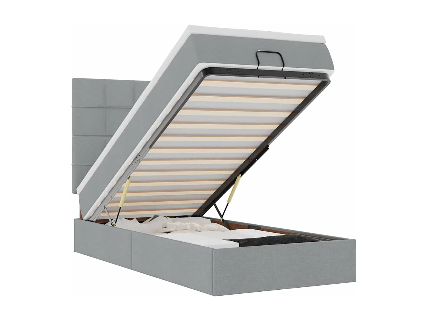 Ottoman bed met matras en LED's 100x200cm stof lichtgrijs