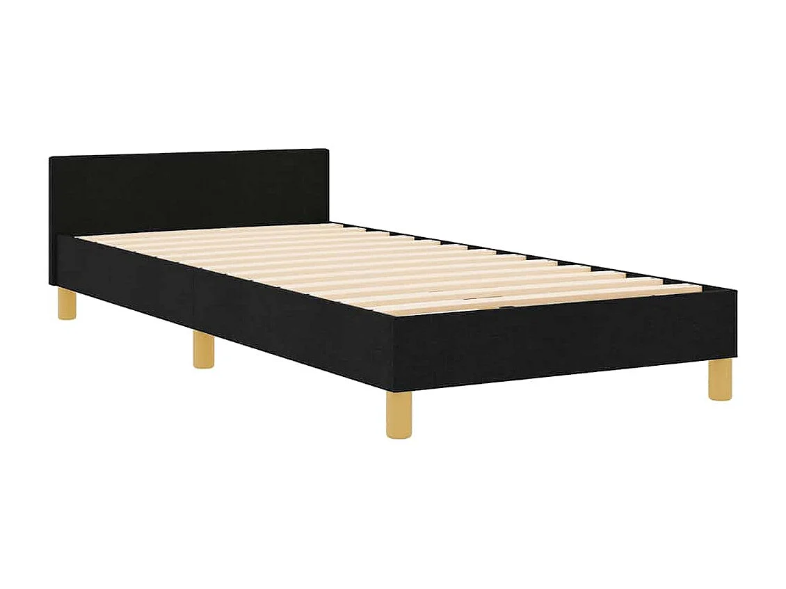Bedframe met hoofdeinde Zwart 90 x 200 cm Stof