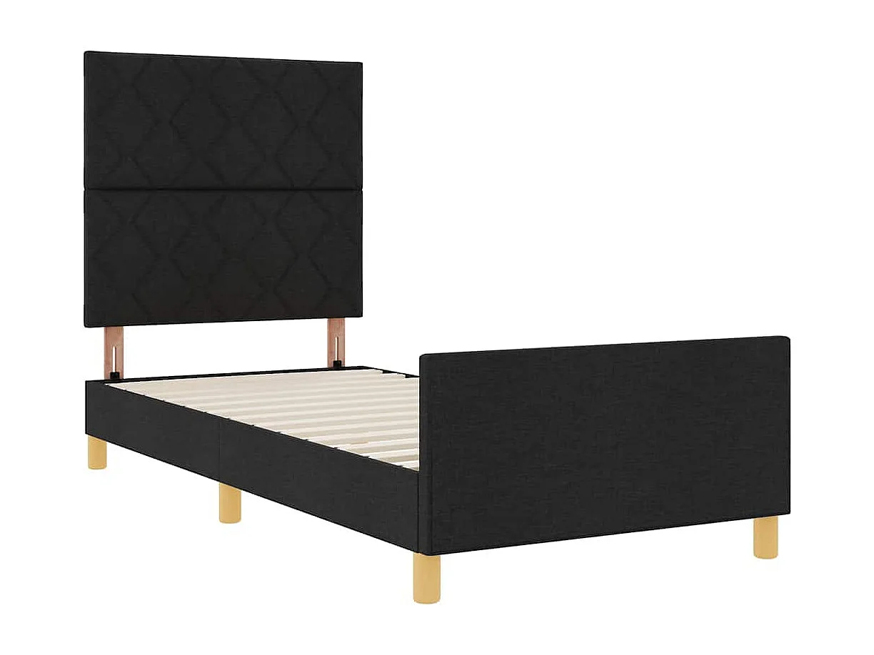 Bedframe met hoofdeinde Zwart 90 x 200 cm Stof