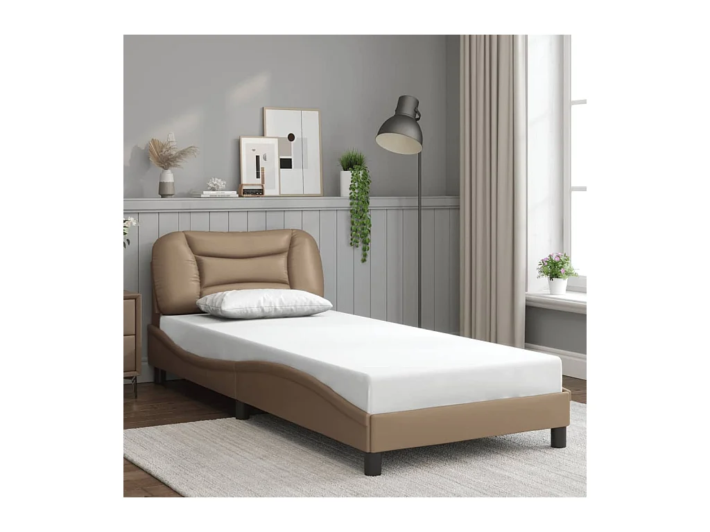 Bedframe zonder matras "Hvar" kunstleer cappucinnokleurig 90x190 cm