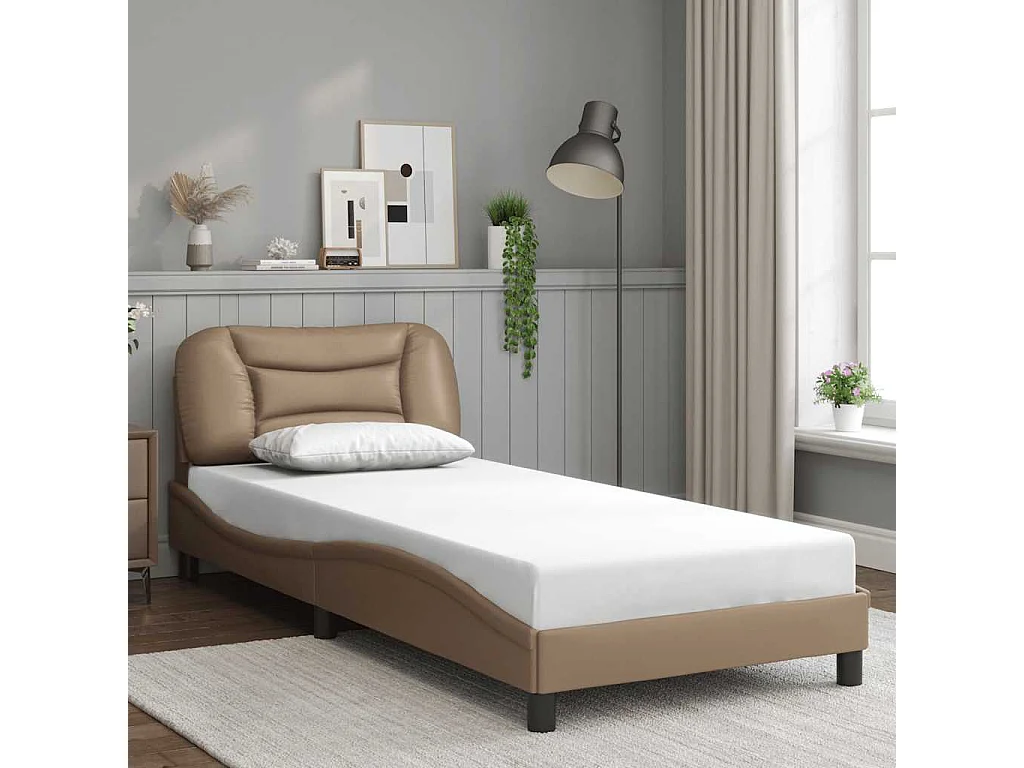Bettgestell ohne Matratze "Hvar" Cappuccino-Braun 90x190 cm Kunstleder