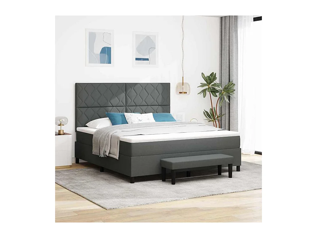 Letto a molle con materasso Grigio scuro 180 x 200 cm Tessuto