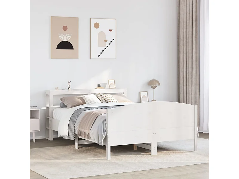 Cama sem colchão 140x200 cm madeira de pinho maciça branco