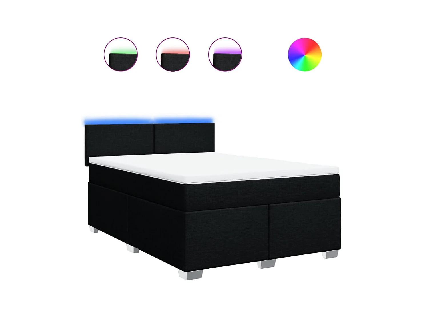 Sommier à lattes de lit avec matelas Noir 160x200 cm Tissu