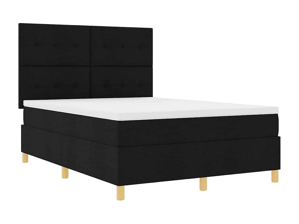 Boxspringbed met matras met hoofdeinde Zwart 140 x 200 cm Stof