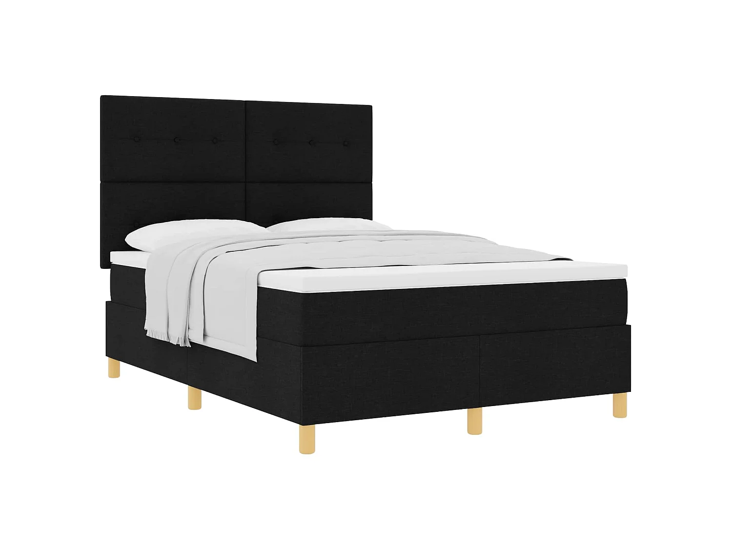 Lit à ressorts avec matelas Noir 140 x 200 cm tissu