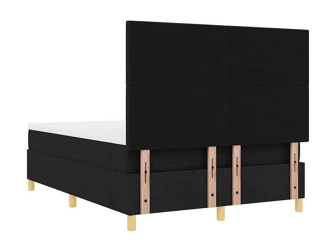 Lit à ressorts avec matelas Noir 140 x 200 cm tissu