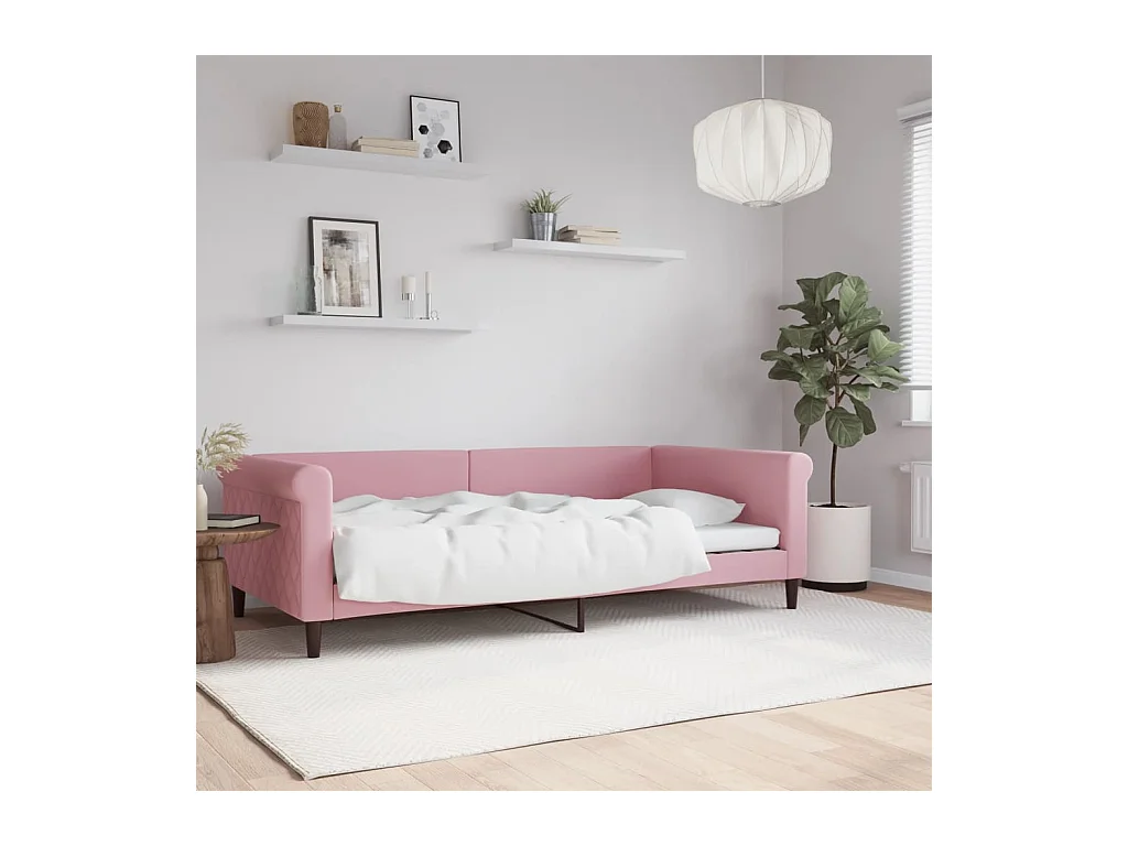 Lit de repos rose 100x200 cm velours