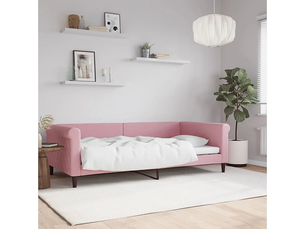 Letto da Giorno Rosa 100x200 cm in Velluto