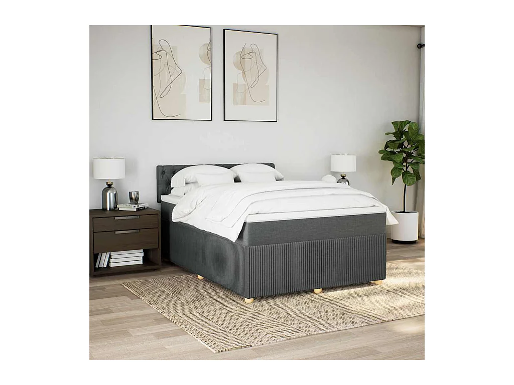 Cama com molas/colchão 140x190 cm tecido cinzento-escuro