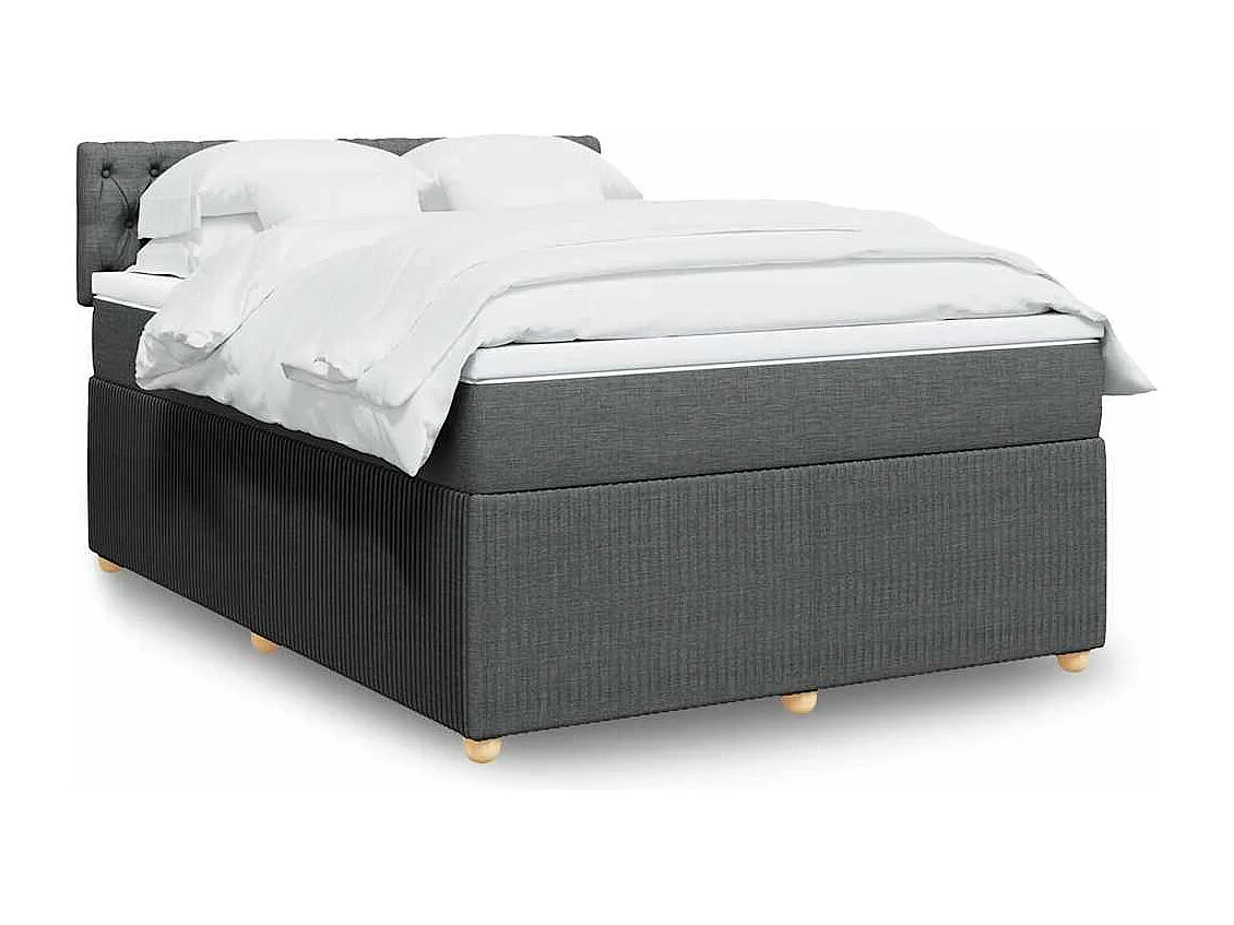 Giroletto a Molle con Materasso Grigio Scuro 140x190 cm Tessuto