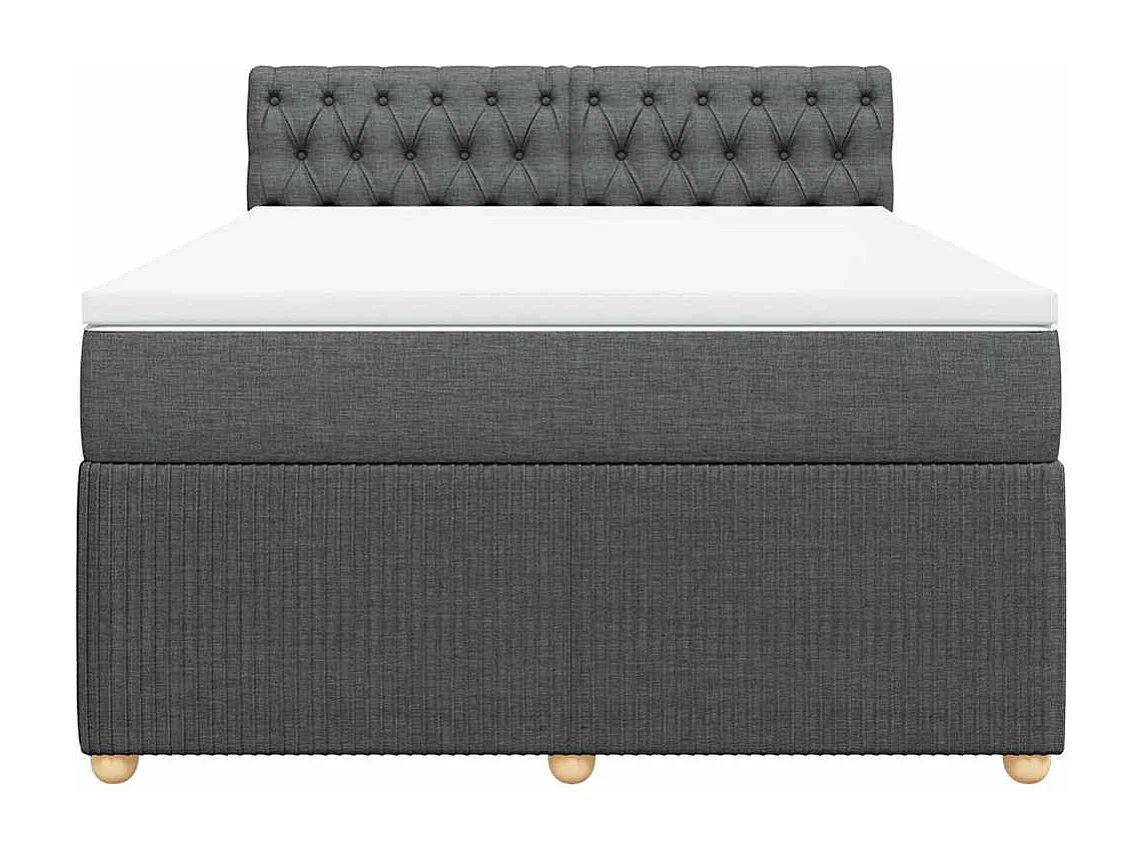 Giroletto a Molle con Materasso Grigio Scuro 140x190 cm Tessuto