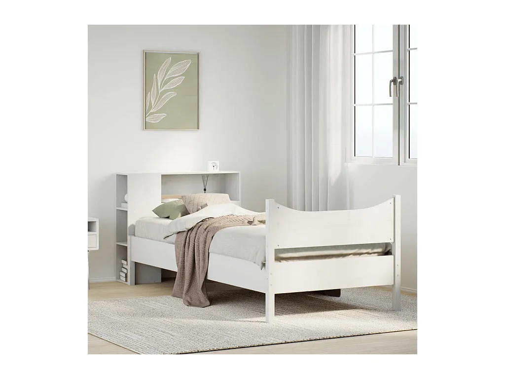 Cadre de lit sans matelas blanc 90x200 cm bois de pin massif