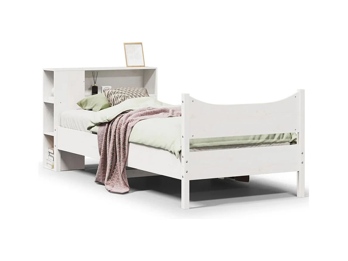 Cadre de lit sans matelas blanc 90x200 cm bois de pin massif