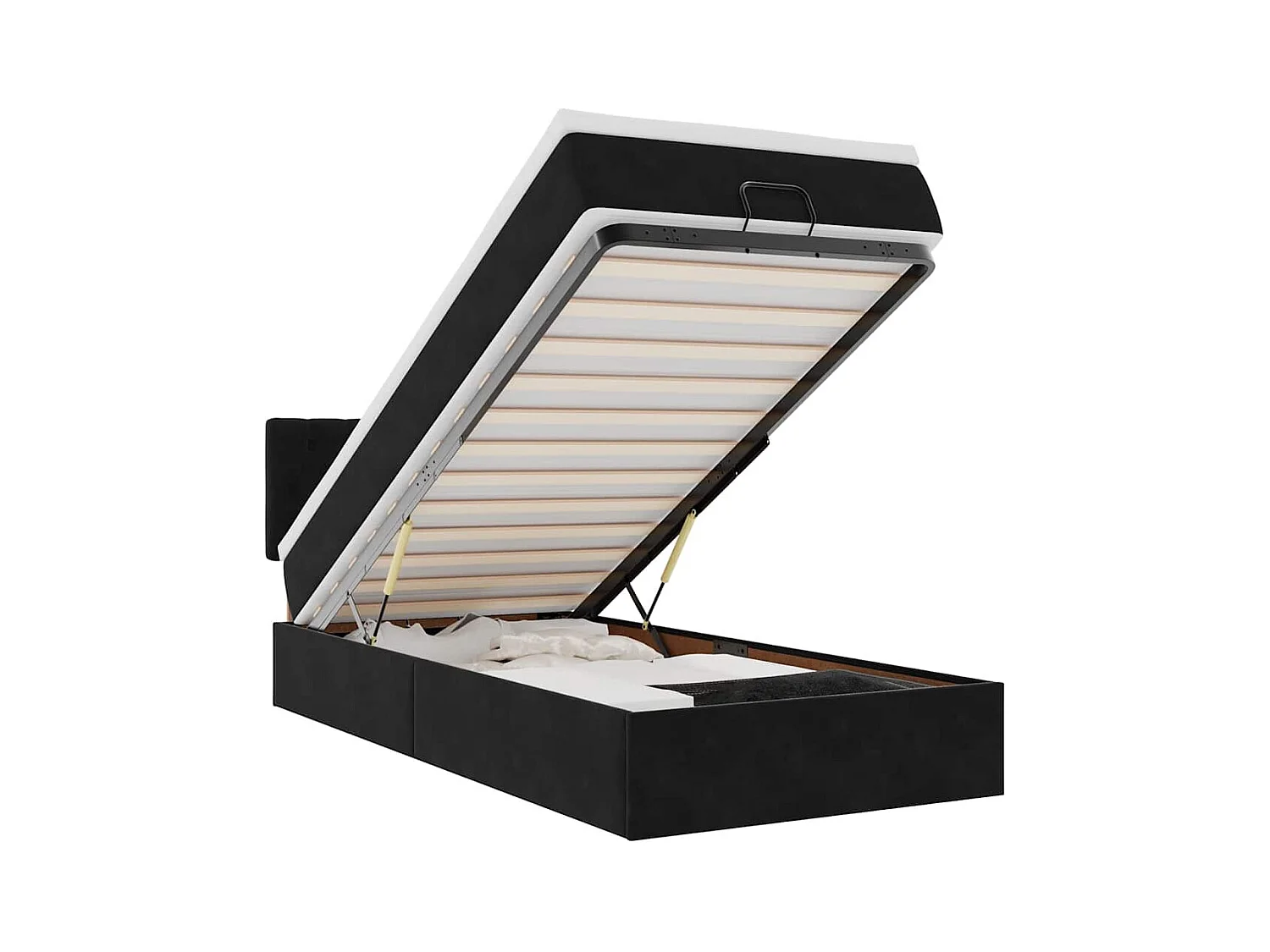Cadre de lit ottoman avec matelas noir 100x200cm velours