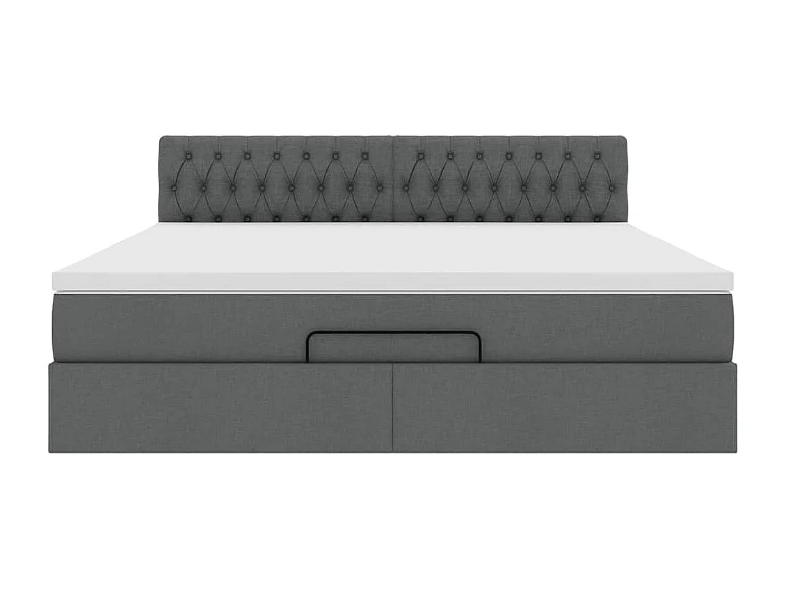 Cadre de lit ottoman avec matelas gris foncé 160x200cm tissu