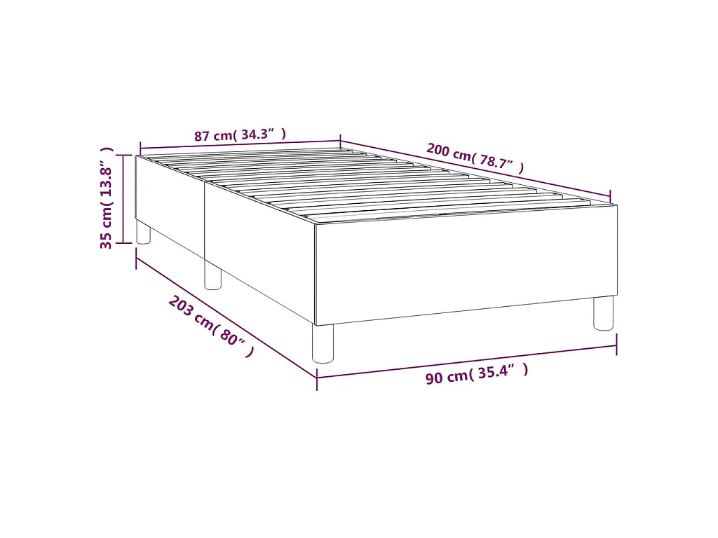 Struttura Letto a Rete a Molle Tortora 90x200 cm Tessuto