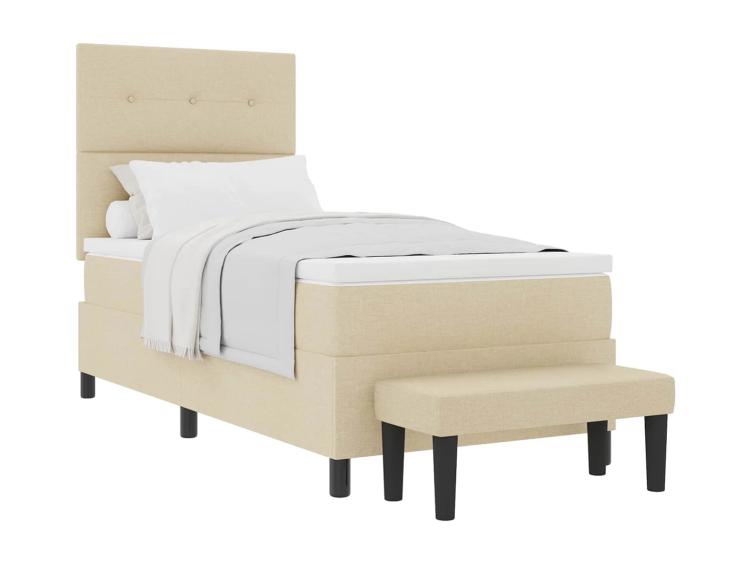 Boxspringbed met matras met hoofdeinde Crème 90 x 200 cm Stof