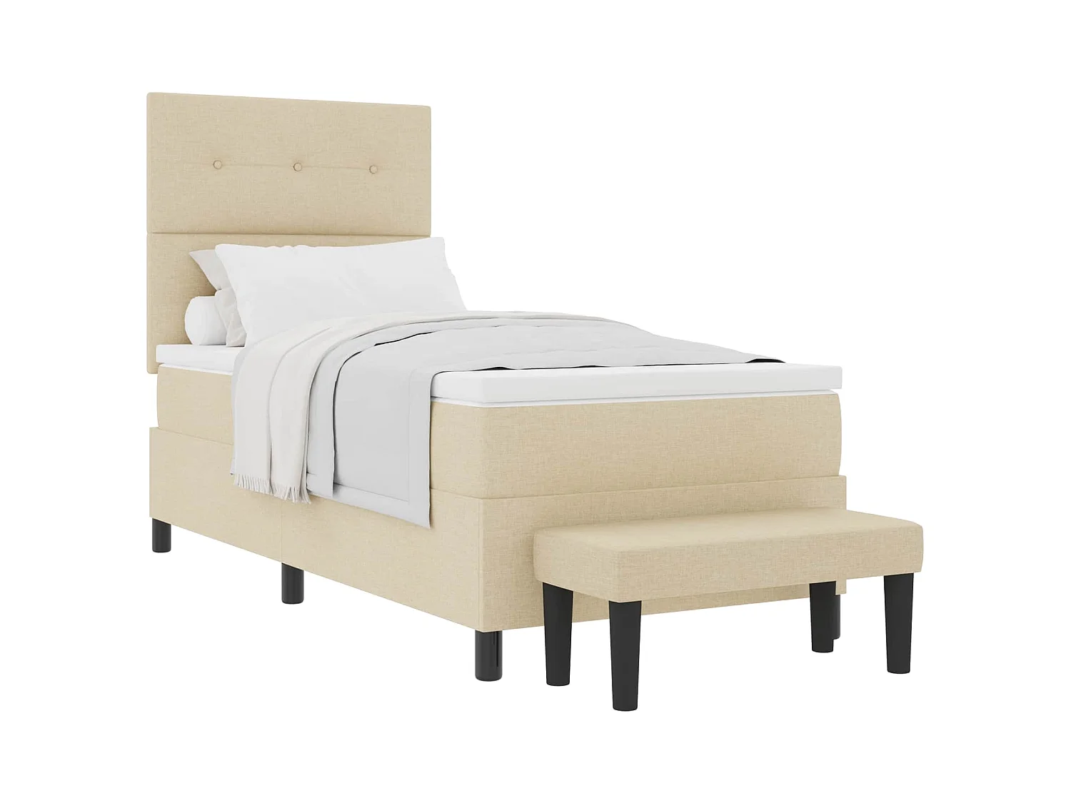 Boxspringbed met hoofdeinde Crème 90 x 200 cm Stof