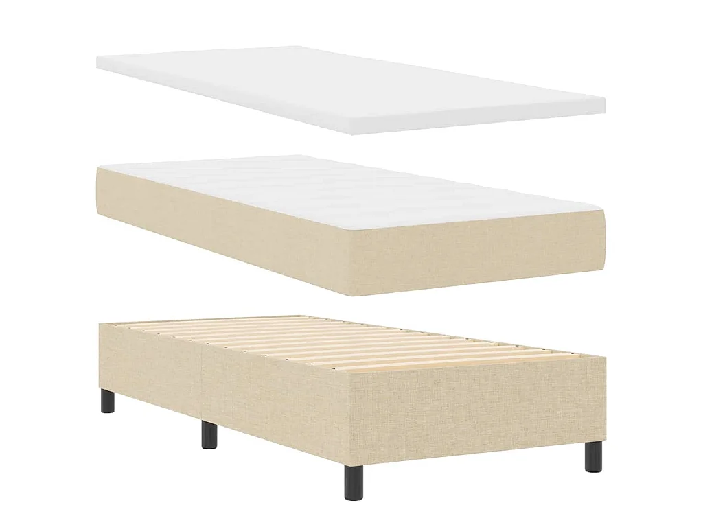 Boxspringbed met hoofdeinde Crème 90 x 200 cm Stof