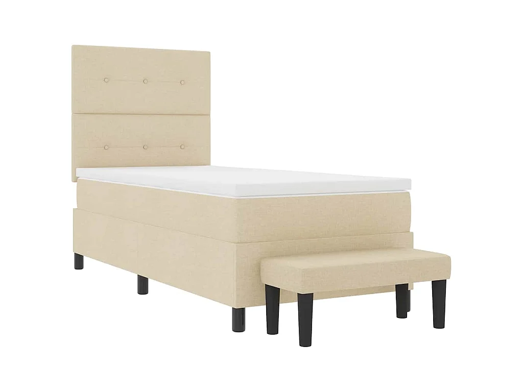 Boxspringbed met hoofdeinde Crème 90 x 200 cm Stof