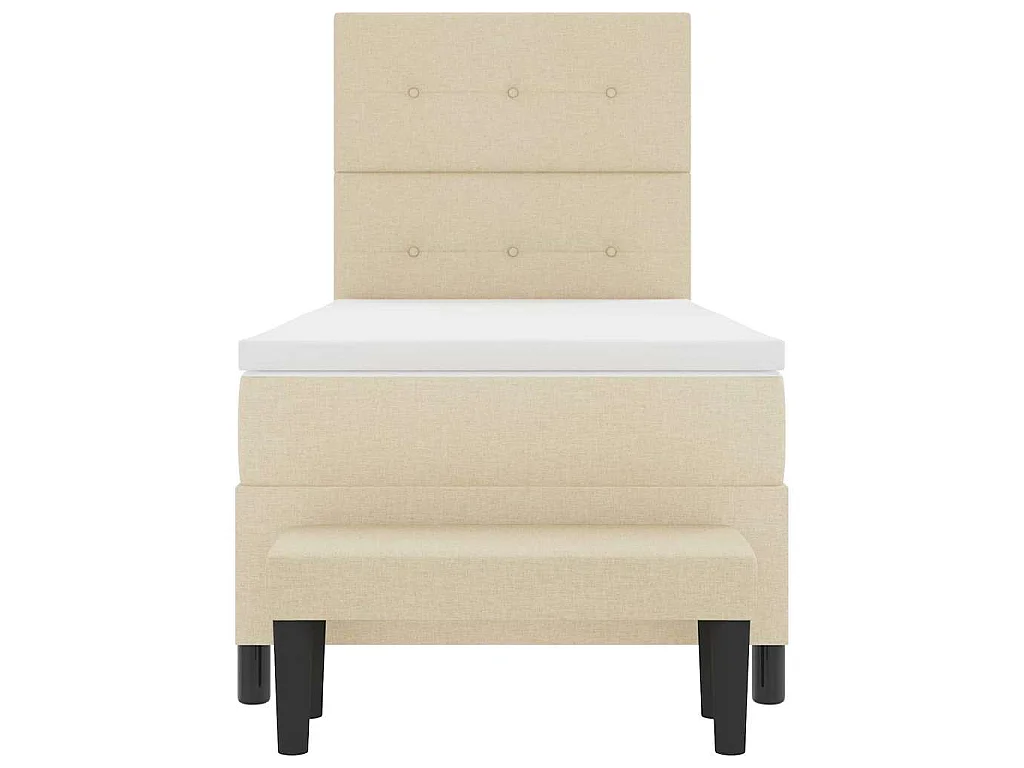 Boxspringbed met hoofdeinde Crème 90 x 200 cm Stof