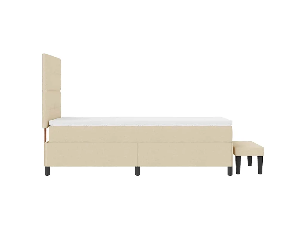 Boxspringbed met hoofdeinde Crème 90 x 200 cm Stof
