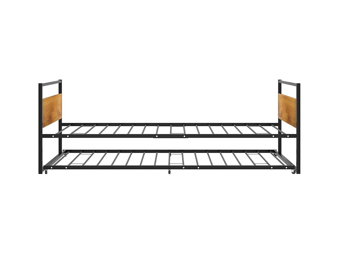 Cadre de lit extensible sans matelas Noir Métal 90x200 cm