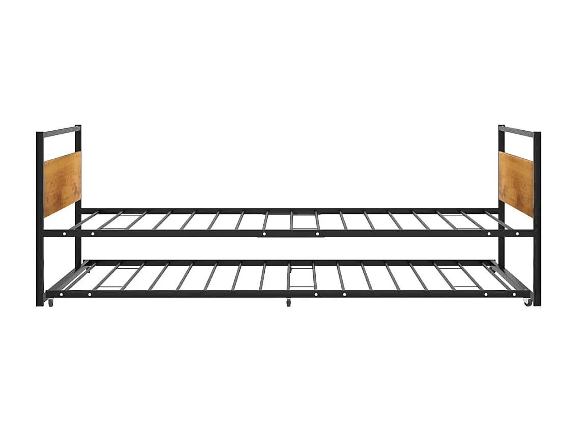 Cadre de lit extensible sans matelas Noir Métal 90x200 cm