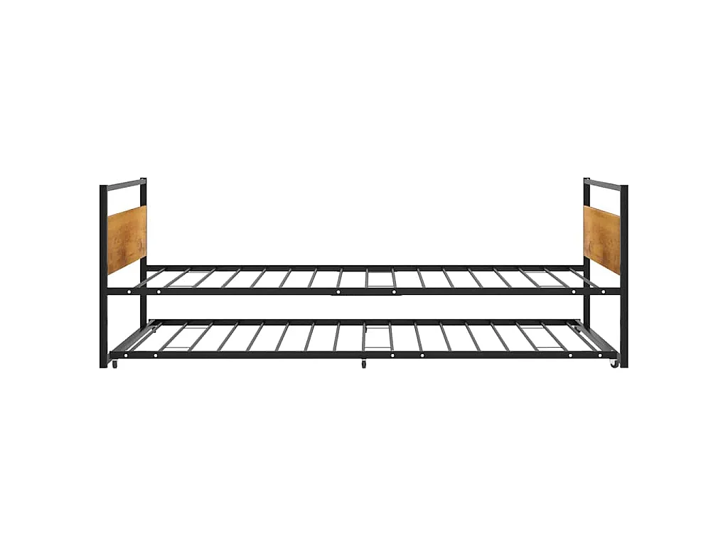 Cadre de lit extensible sans matelas Noir Métal 90x200 cm