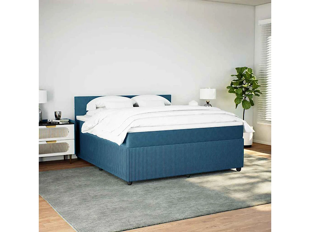 Boxspring met matras fluweel blauw 180x200 cm