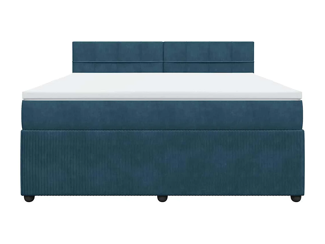 Sommier à lattes de lit et matelas bleu 180x200 cm velours