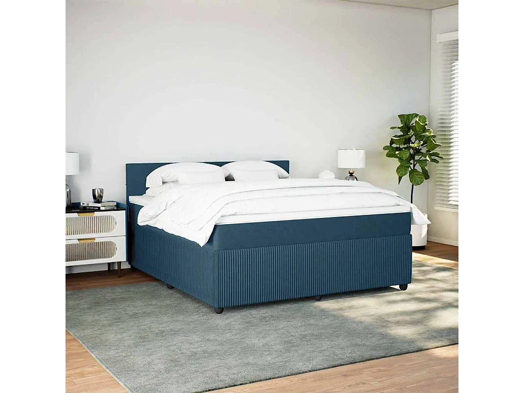 Giroletto a Molle con Materasso Blu 180x200 cm in Velluto