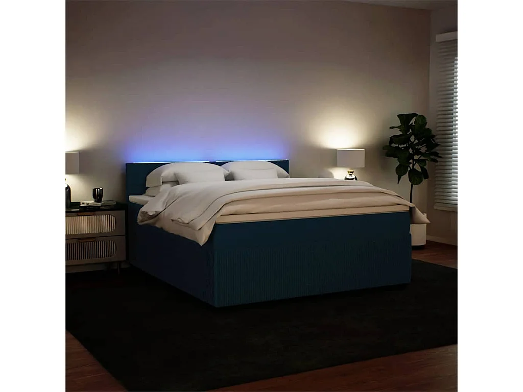 Giroletto a Molle con Materasso Blu 180x200 cm in Velluto