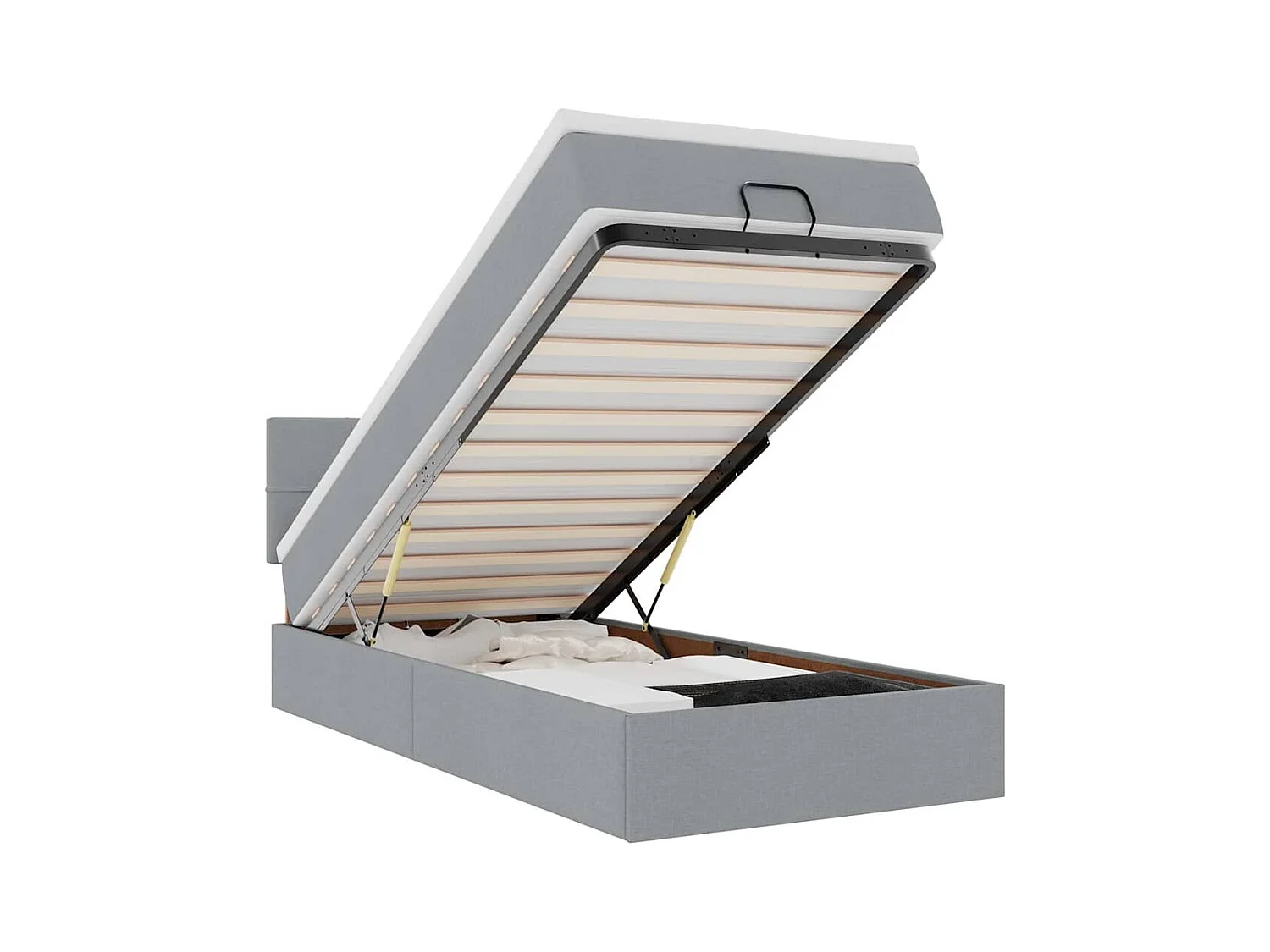 Ottoman bed met matras en LED's 100x200 cm stof lichtgrijs