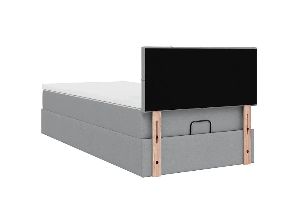 Cama otomana com colchão 100x200 cm tecido cinzento claro