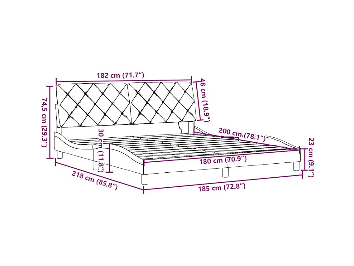 Bettgestell mit LED ohne Matratze Schwarz 180x200 cm Stoff