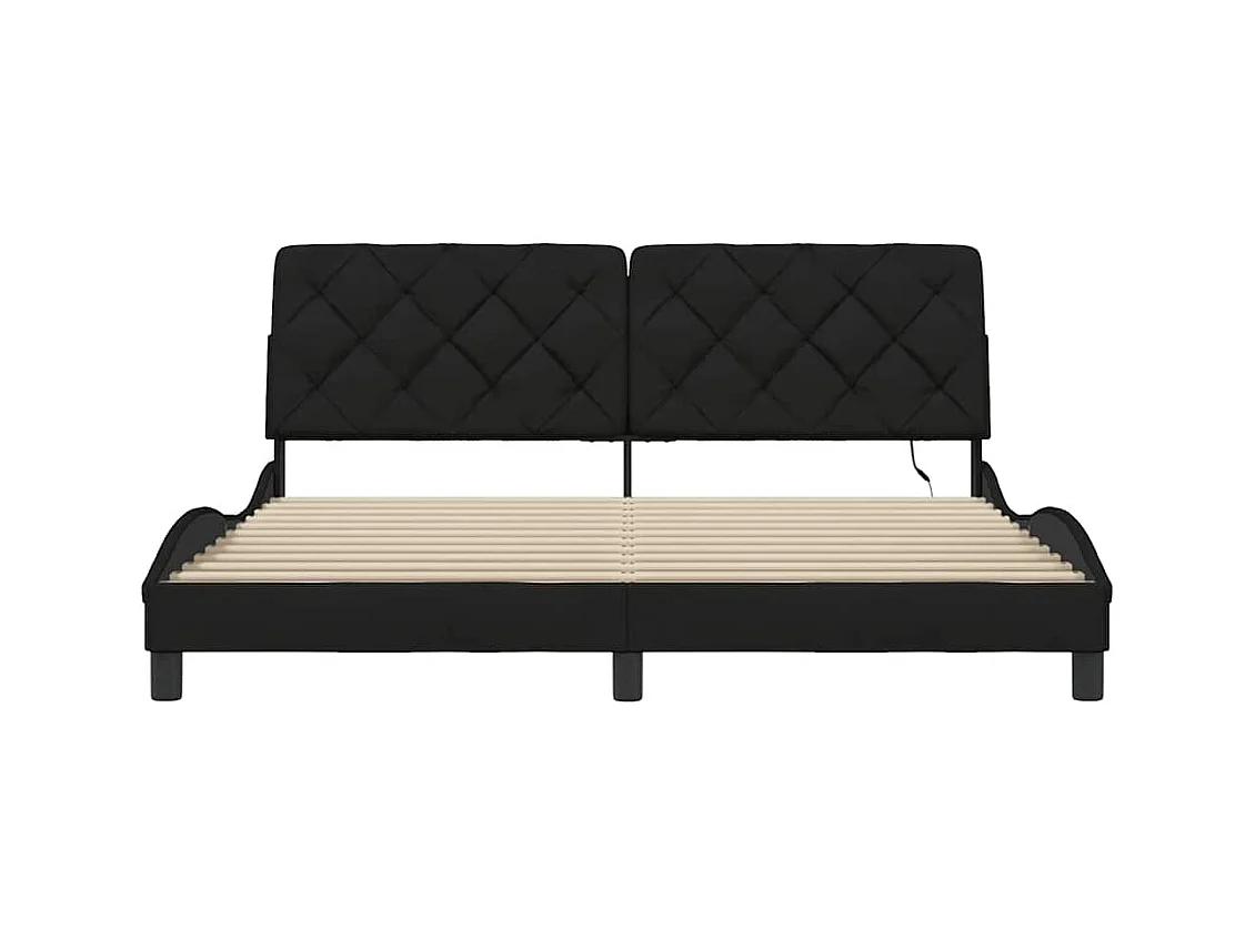 Bettgestell mit LED ohne Matratze Schwarz 180x200 cm Stoff