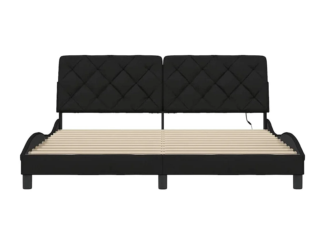 Giroletto con LED senza Materasso Nero 180x200 cm in Tessuto