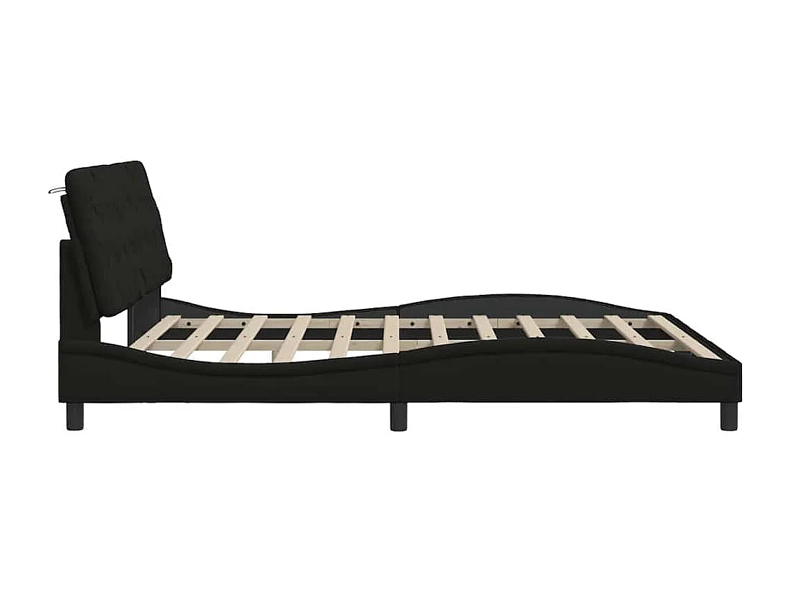 Giroletto con LED senza Materasso Nero 180x200 cm in Tessuto