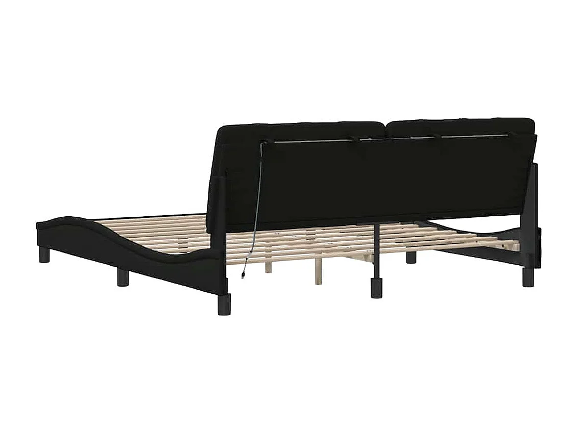 Giroletto con LED senza Materasso Nero 180x200 cm in Tessuto