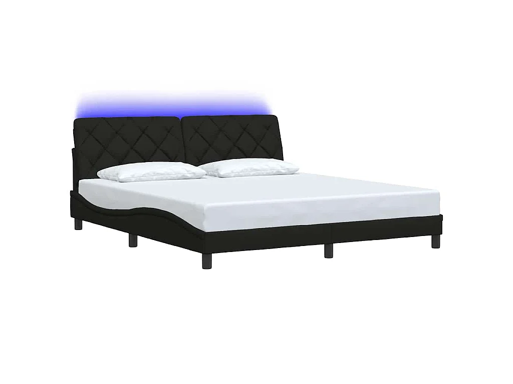 Bettgestell mit LED ohne Matratze Schwarz 180x200 cm Stoff