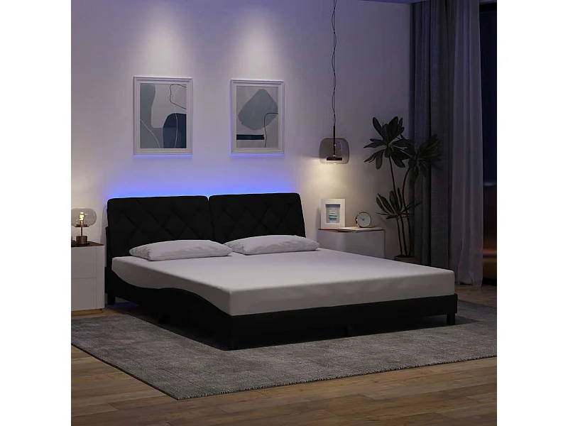 Bedframe met LED zonder matras 180x200 cm stof zwart