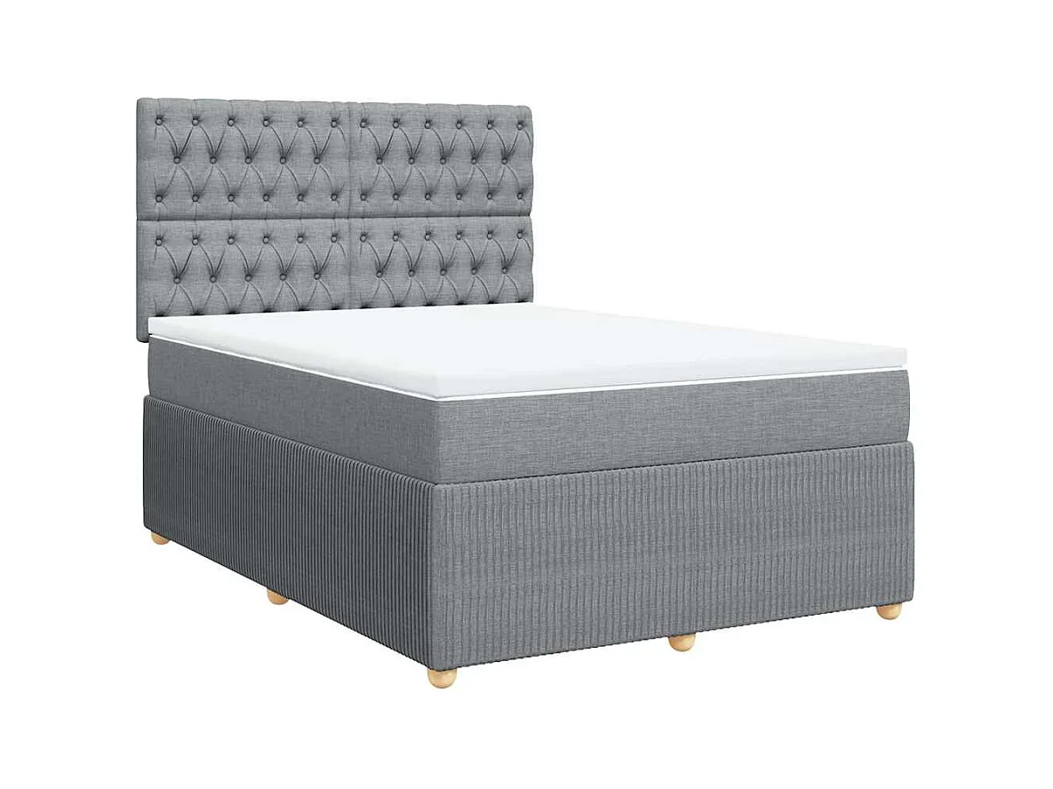 Boxspringbett mit Matratze Hellgrau 140x190 cm Stoff