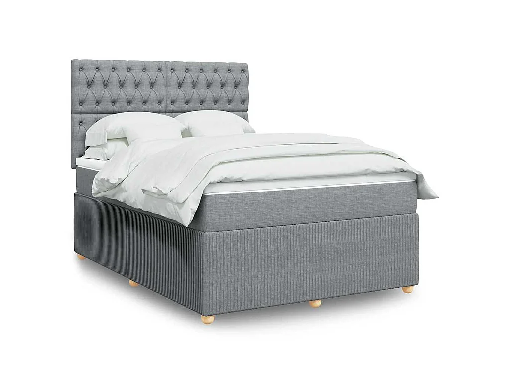 Boxspringbett mit Matratze Hellgrau 140x190 cm Stoff