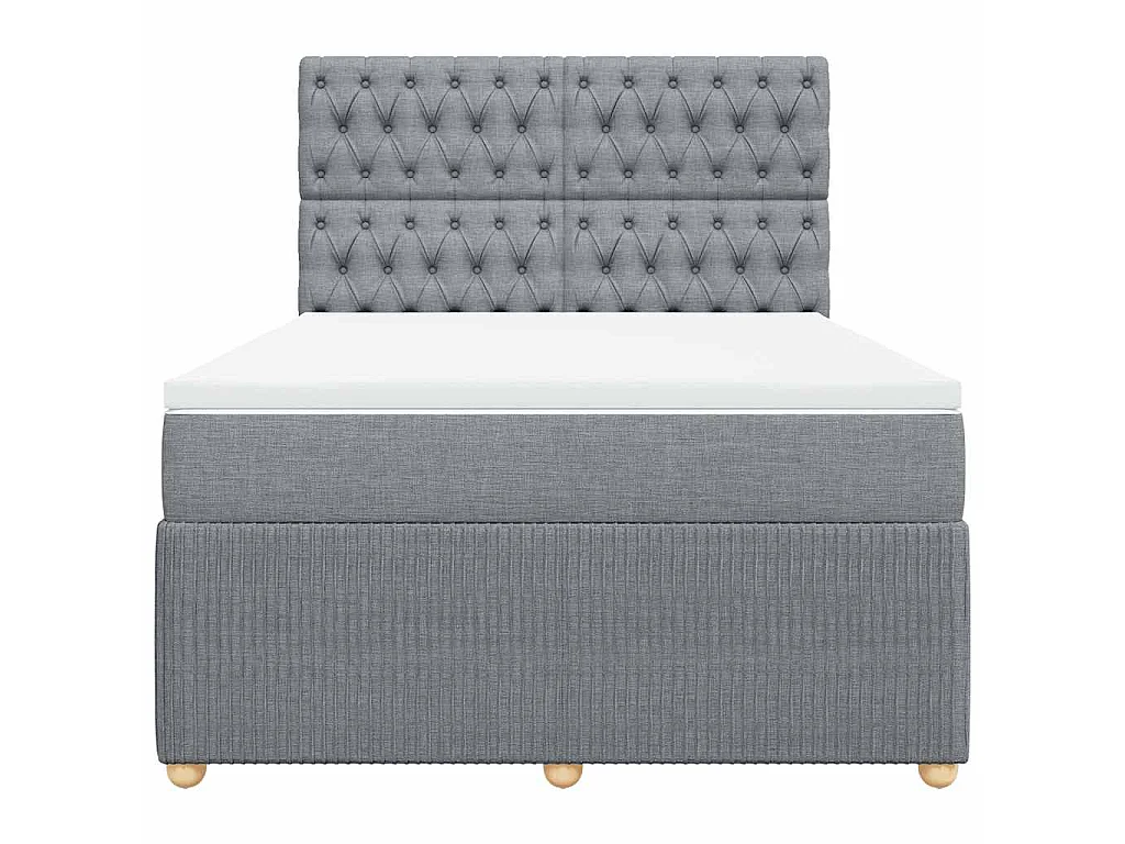 Boxspringbett mit Matratze Hellgrau 140x190 cm Stoff